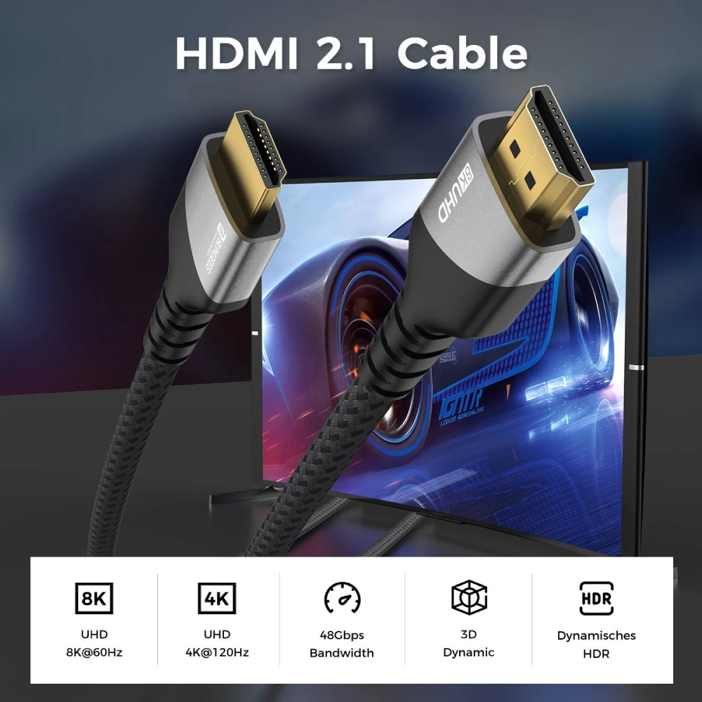 Bungees HDMI Cable 5m 8K 60Hz 2160P With Ethernet 48 Gbps Speed view 5